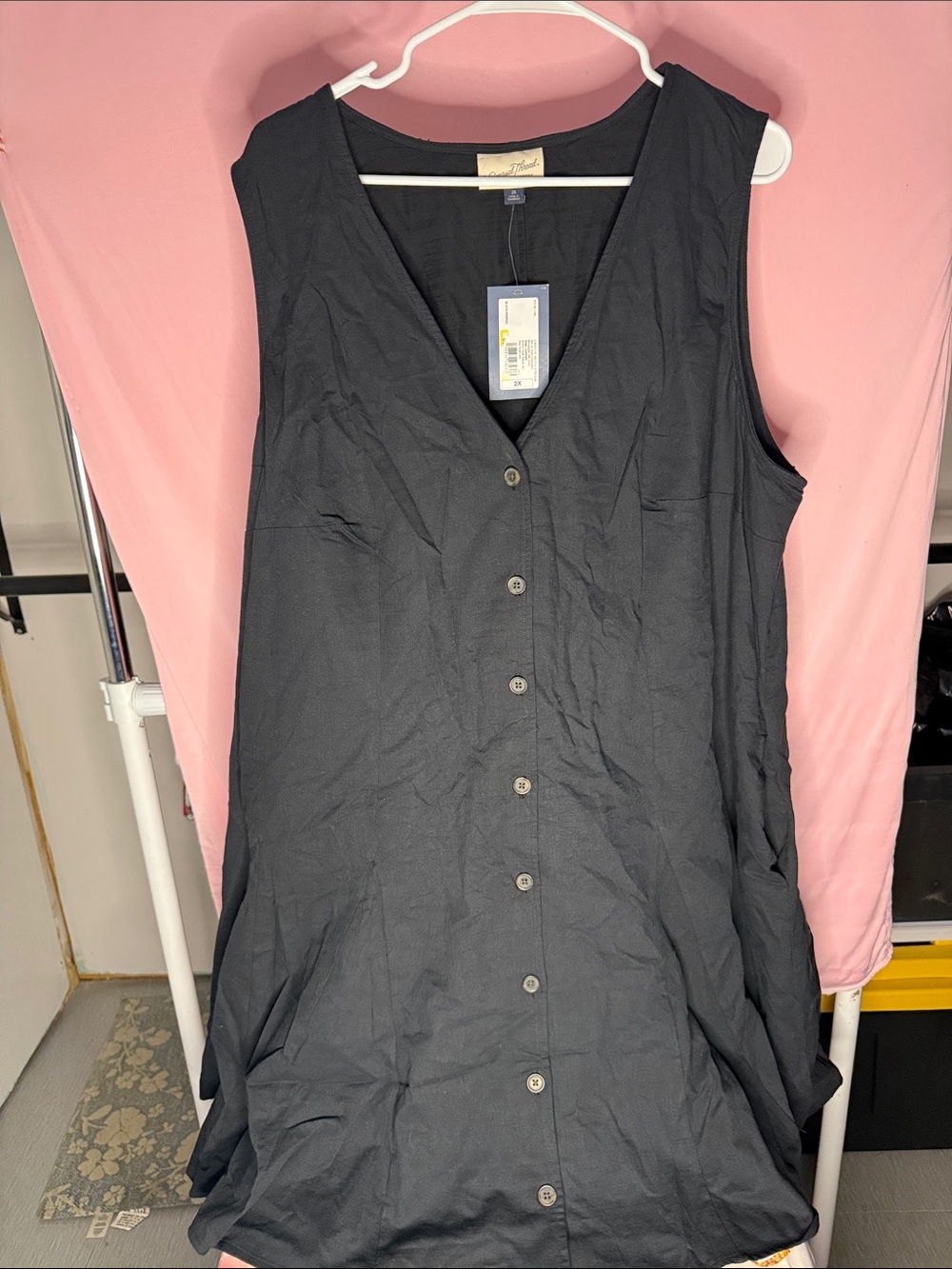 Universal Thread Black Sleeveless Button-Front Mini Dress